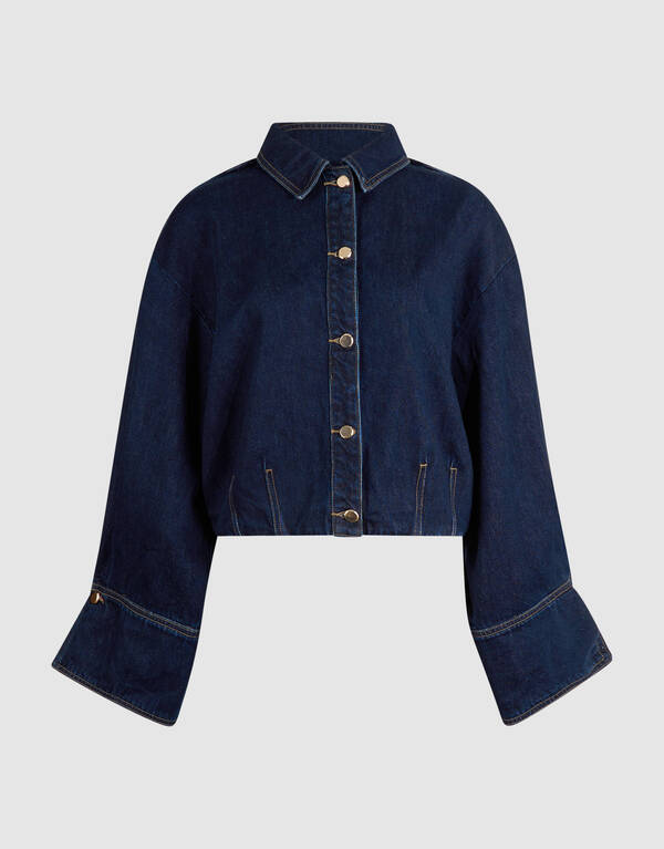 Oversized Fit Denim Blouse Donkerblauw SHOEBY WOMEN