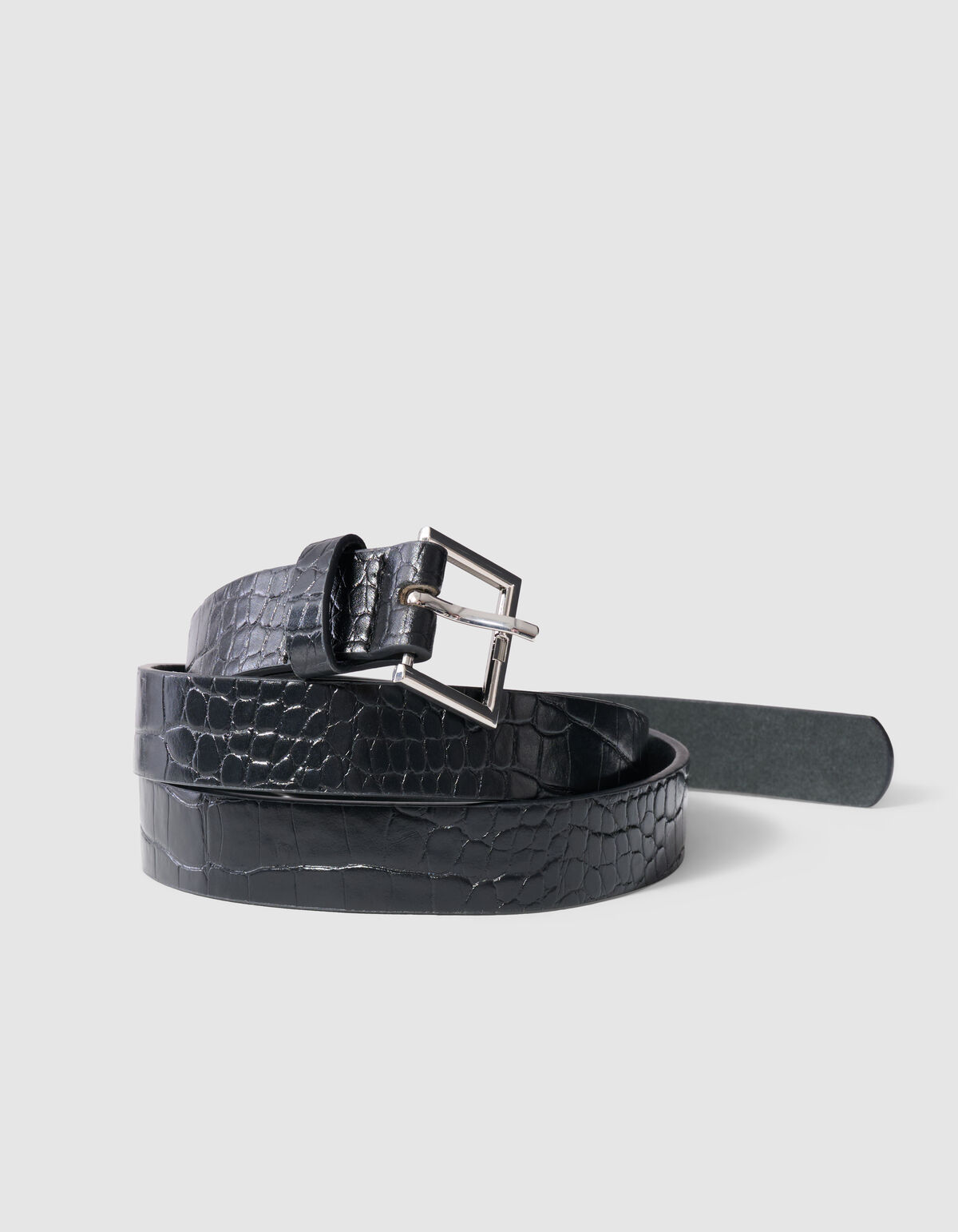 Krokodilg&uuml;rtel Schwarz/Silber SHOEBY ACCESSOIRES