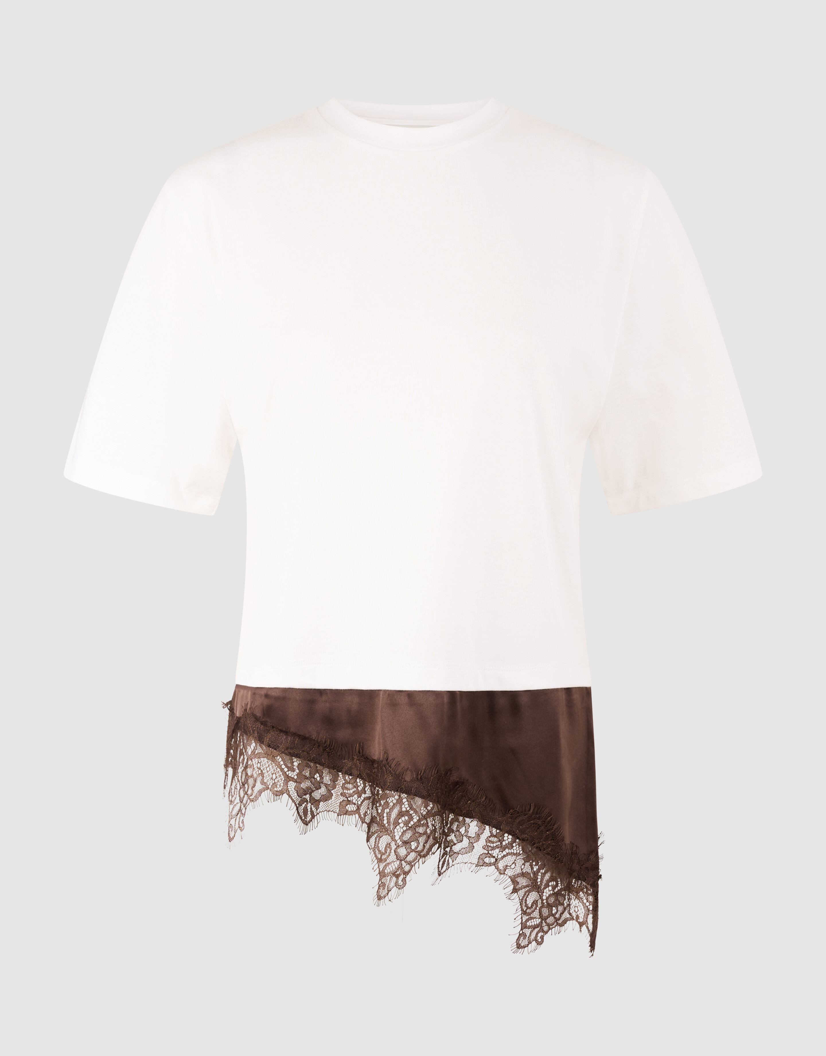 Kanten Satin T-Shirt Wei&szlig; SHOEBY WOMEN