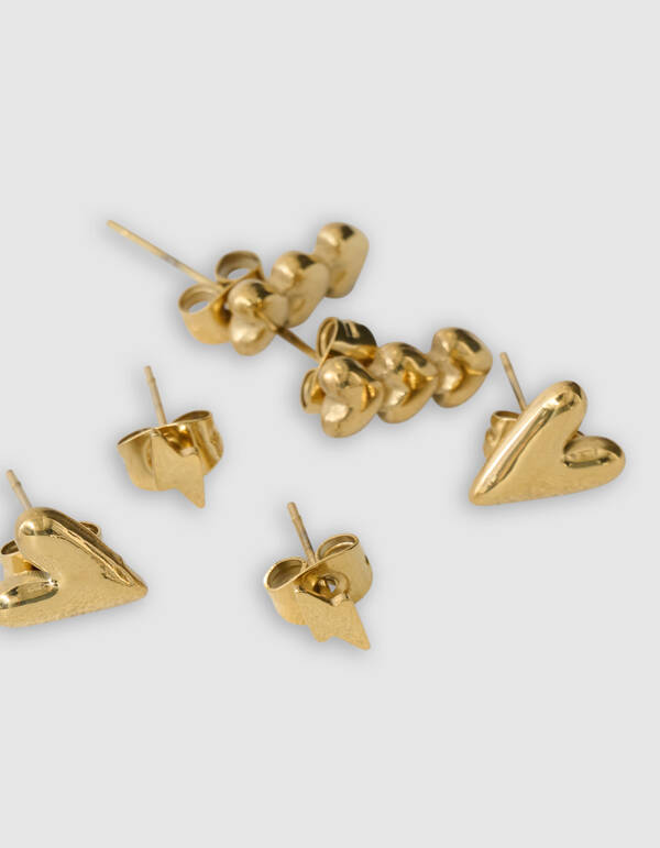 Herz Ohrringe Set Gold SHOEBY ACCESSOIRES