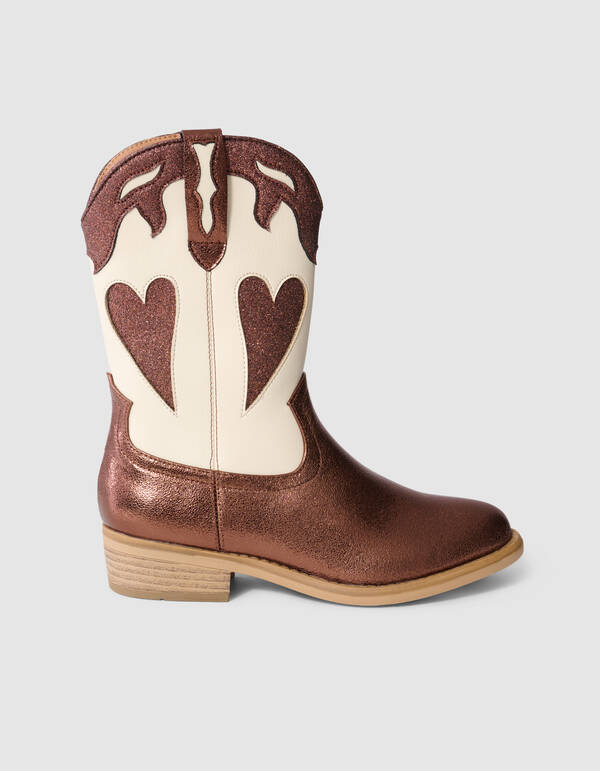 Western Shiny Heart Stiefel Braun SHOEBY SHOES