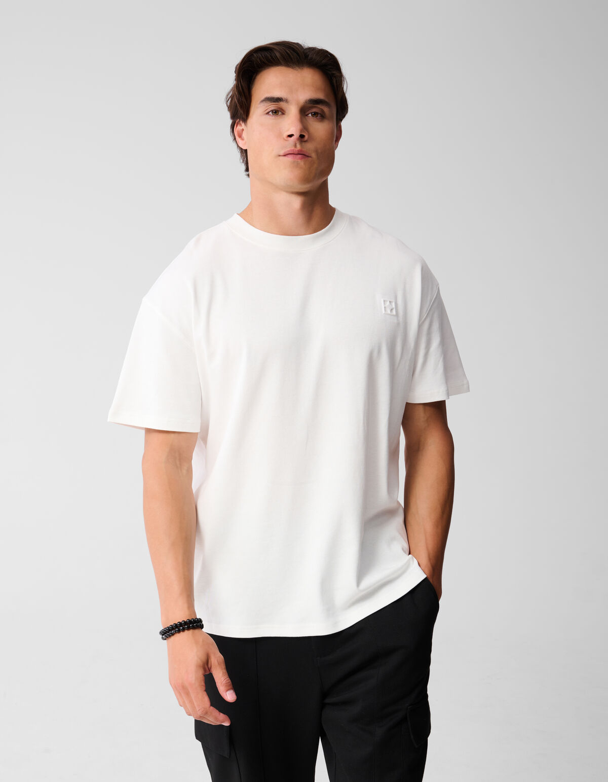Besticktes Mix T-Shirt Weiß SHOEBY MEN