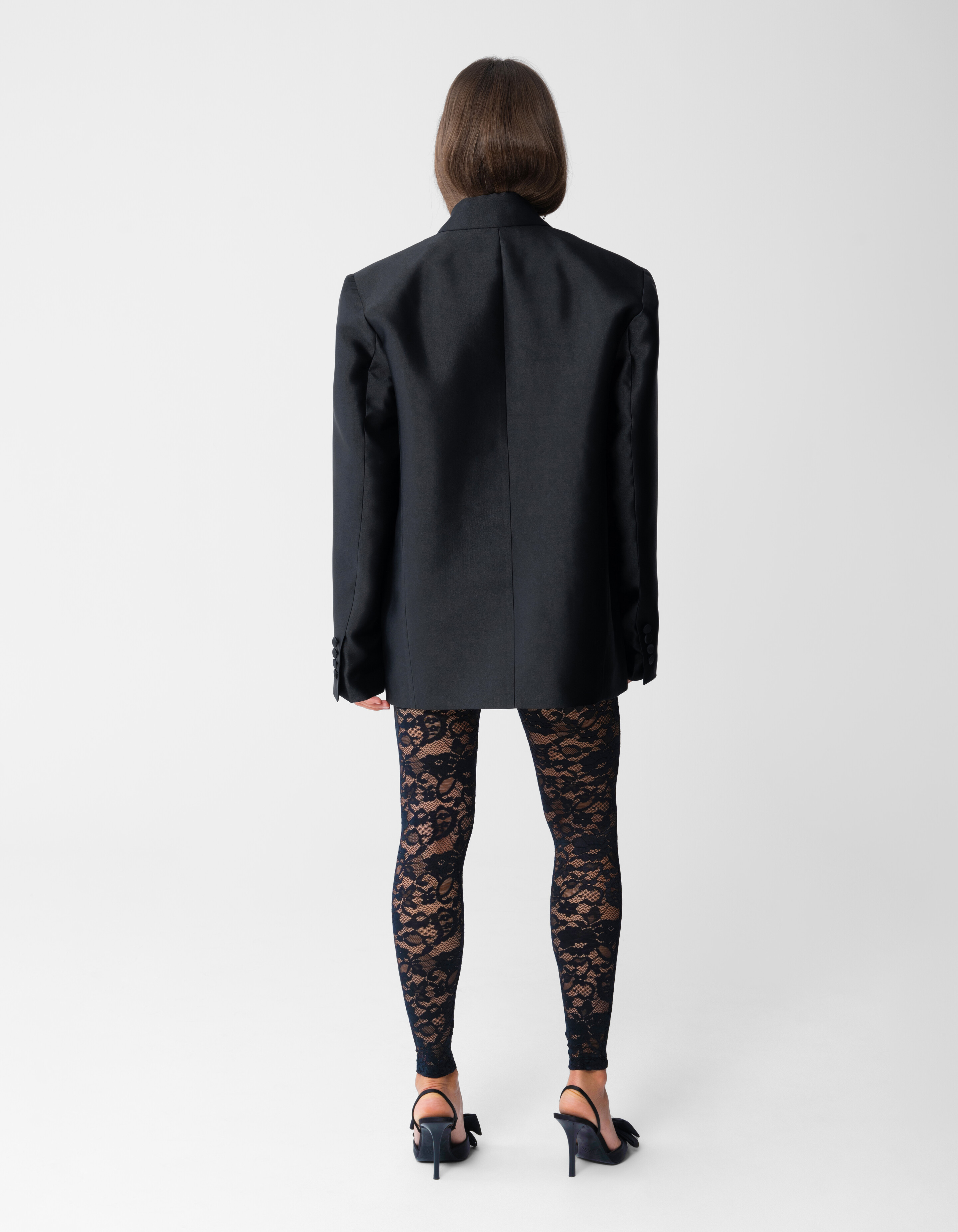 Oversized Satin Twill Blazer Black SHOEBY WOMEN