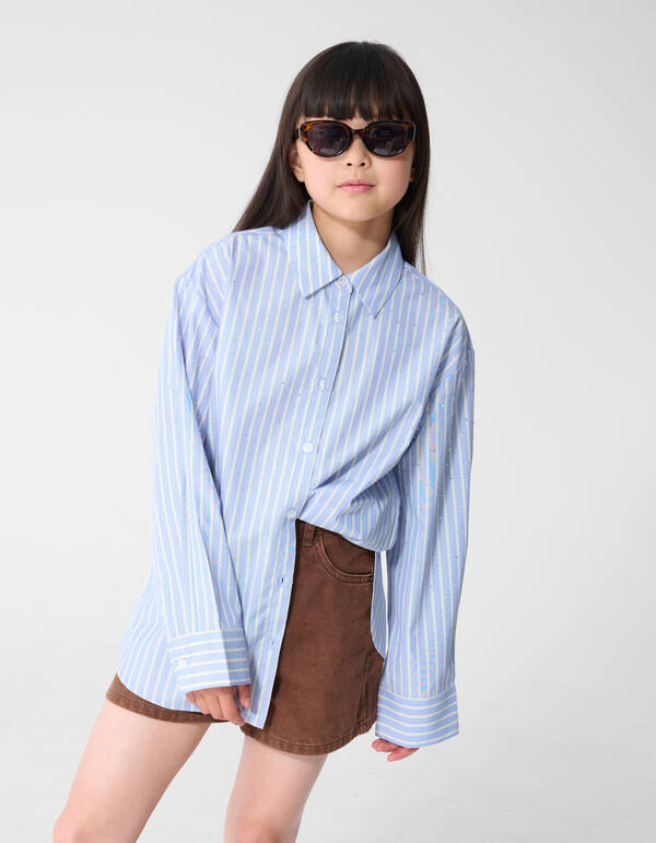 Oversize-Bluse aus Popeline mit Strasssteinen Hel SHOEBY GIRLS