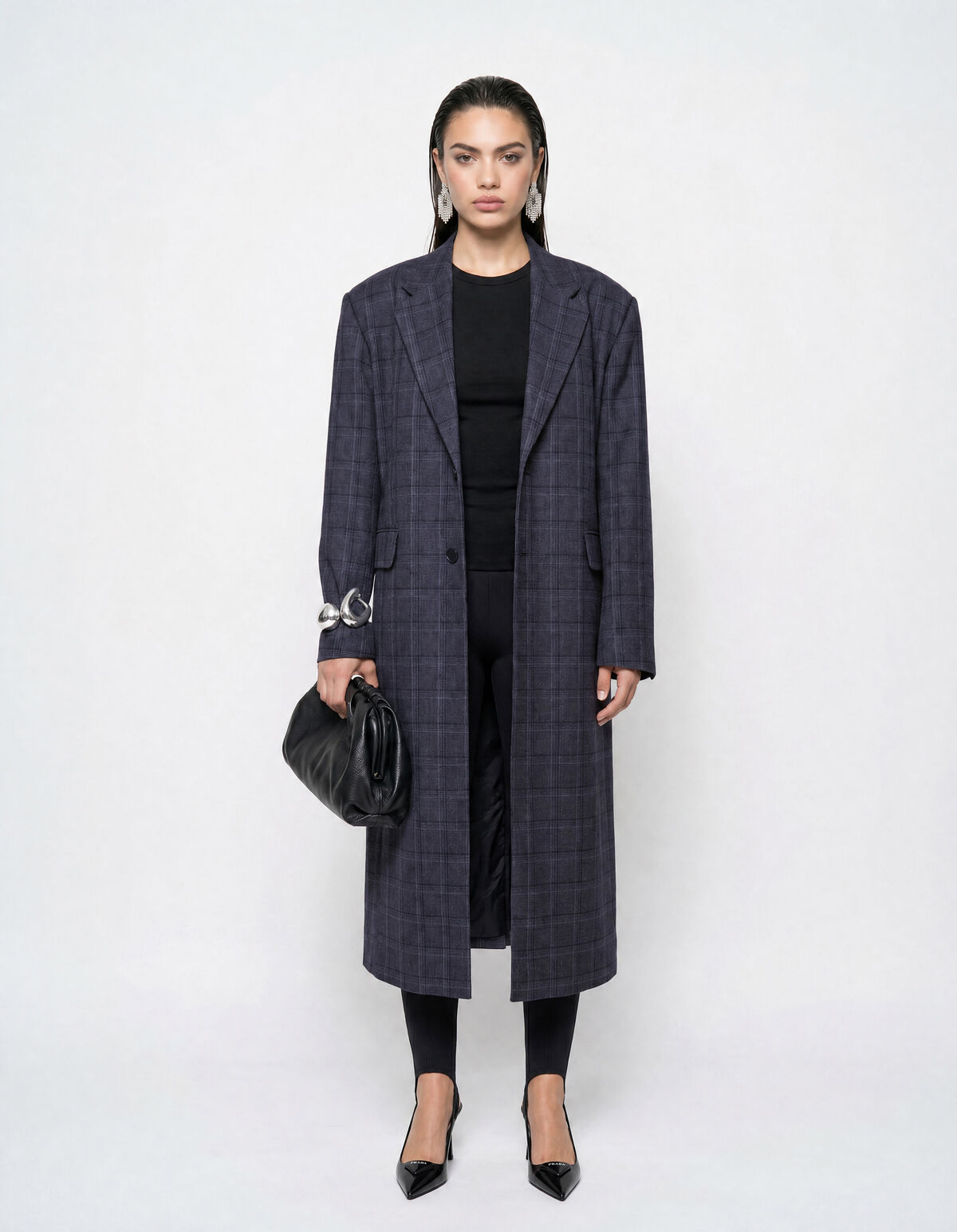 Midi-Check-Blazer Dunkelgrau SHOEBY WOMEN