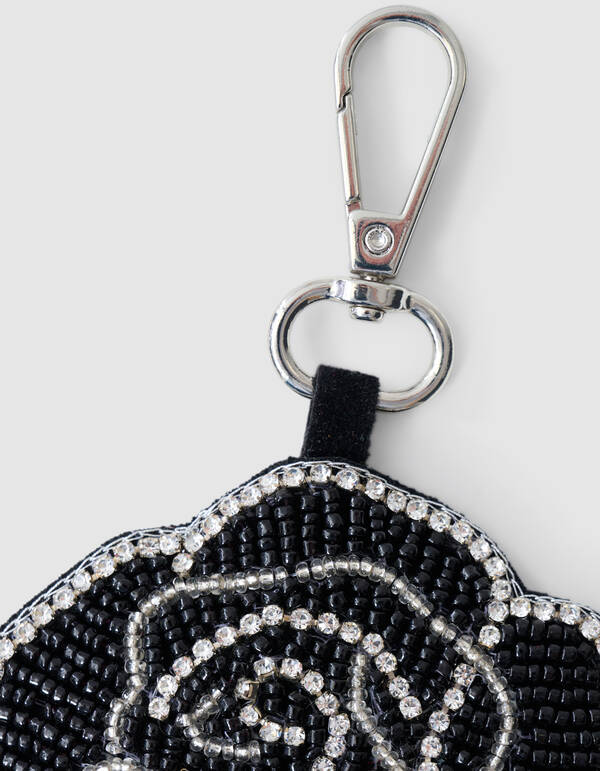 Perlenblumen Taschenanh&auml;nger Schwarz SHOEBY ACCESSOIRES