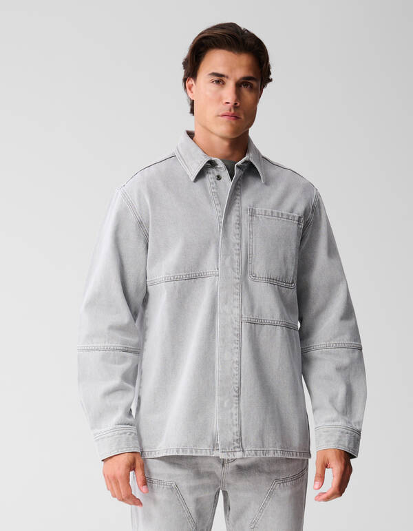 Patched Denim &Uuml;berhemd Grau SHOEBY MEN