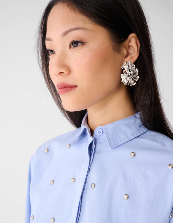 Oversized-Bluse mit Nieten Light Blue SHOEBY WOMEN