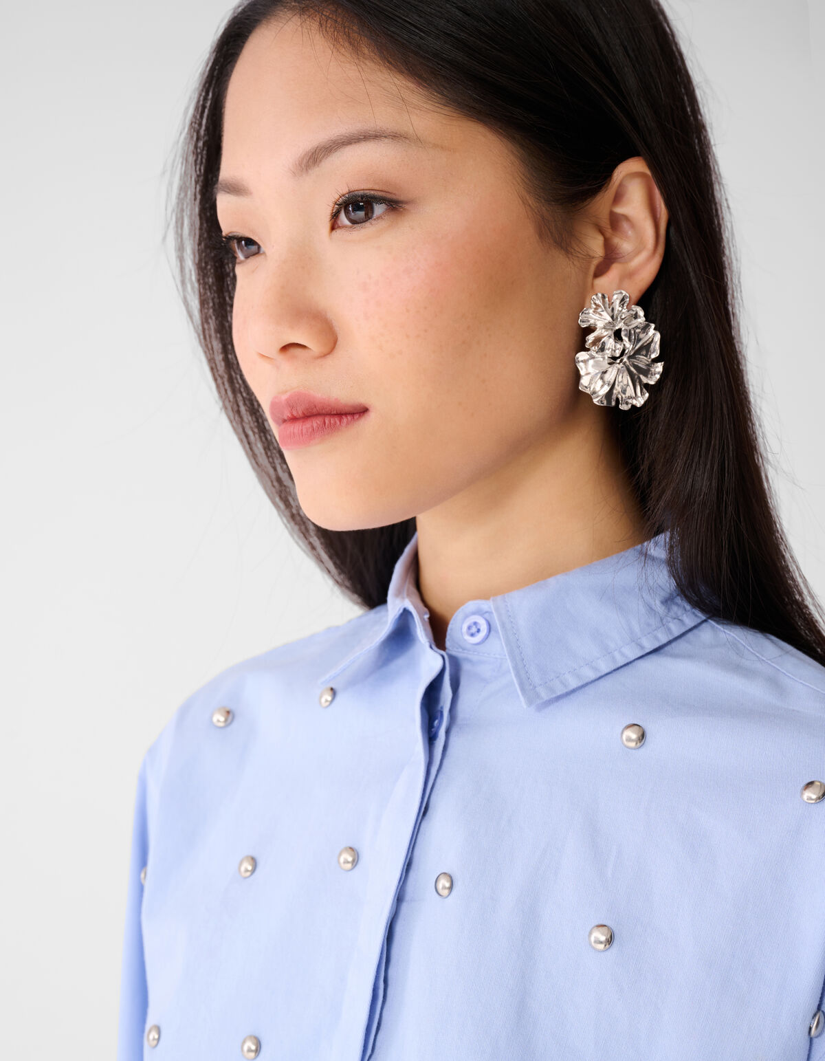 Oversized-Bluse mit Nieten Light Blue SHOEBY WOMEN