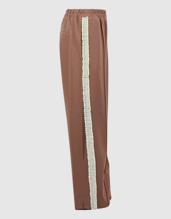 Ruffle Tape Wide Leg Fit Broek Bruin SHOEBY GIRLS