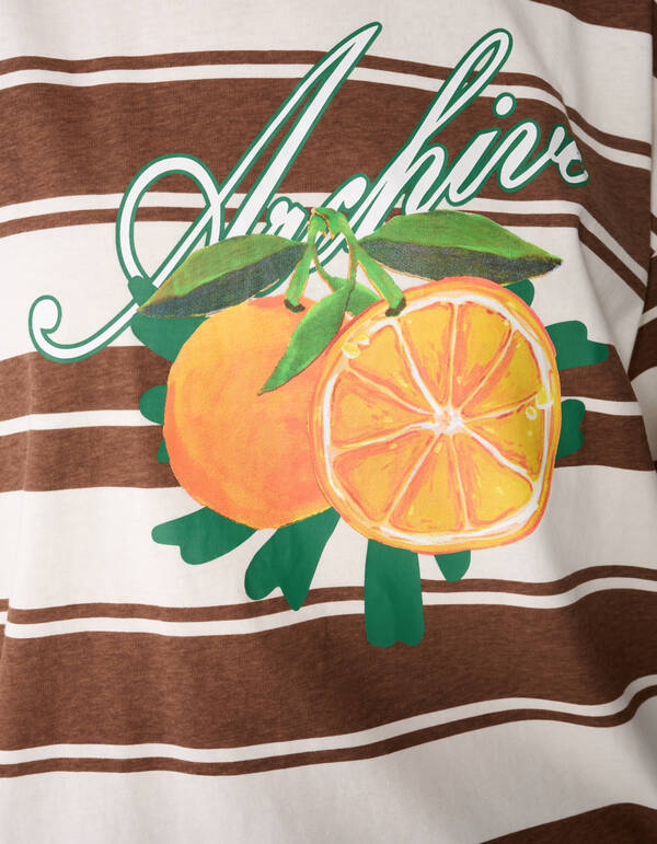 Gestreiftes Kunstwerk T-Shirt Braun SHOEBY WOMEN