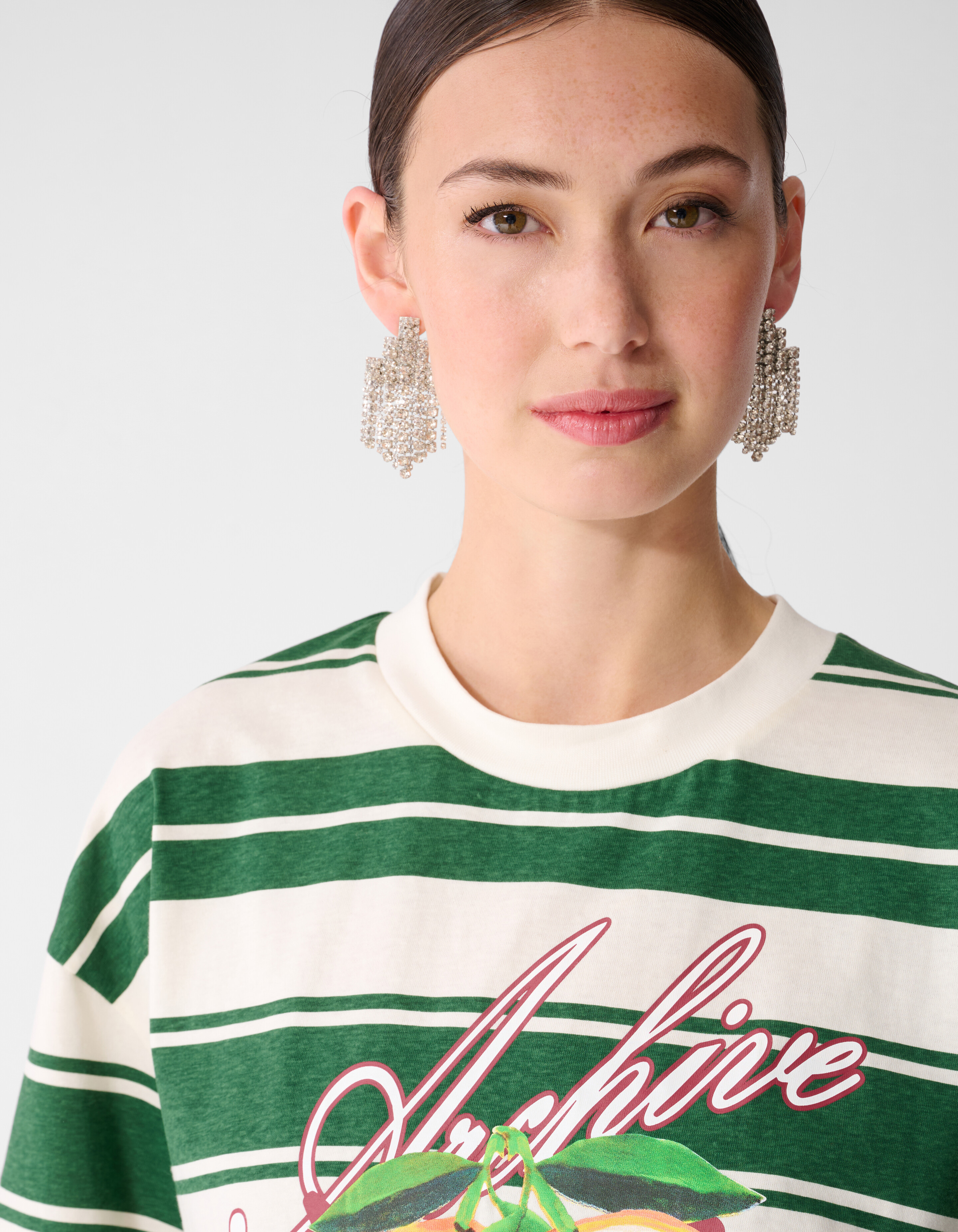 Streifen Kunstwerk T-Shirt Gr&uuml;n SHOEBY WOMEN