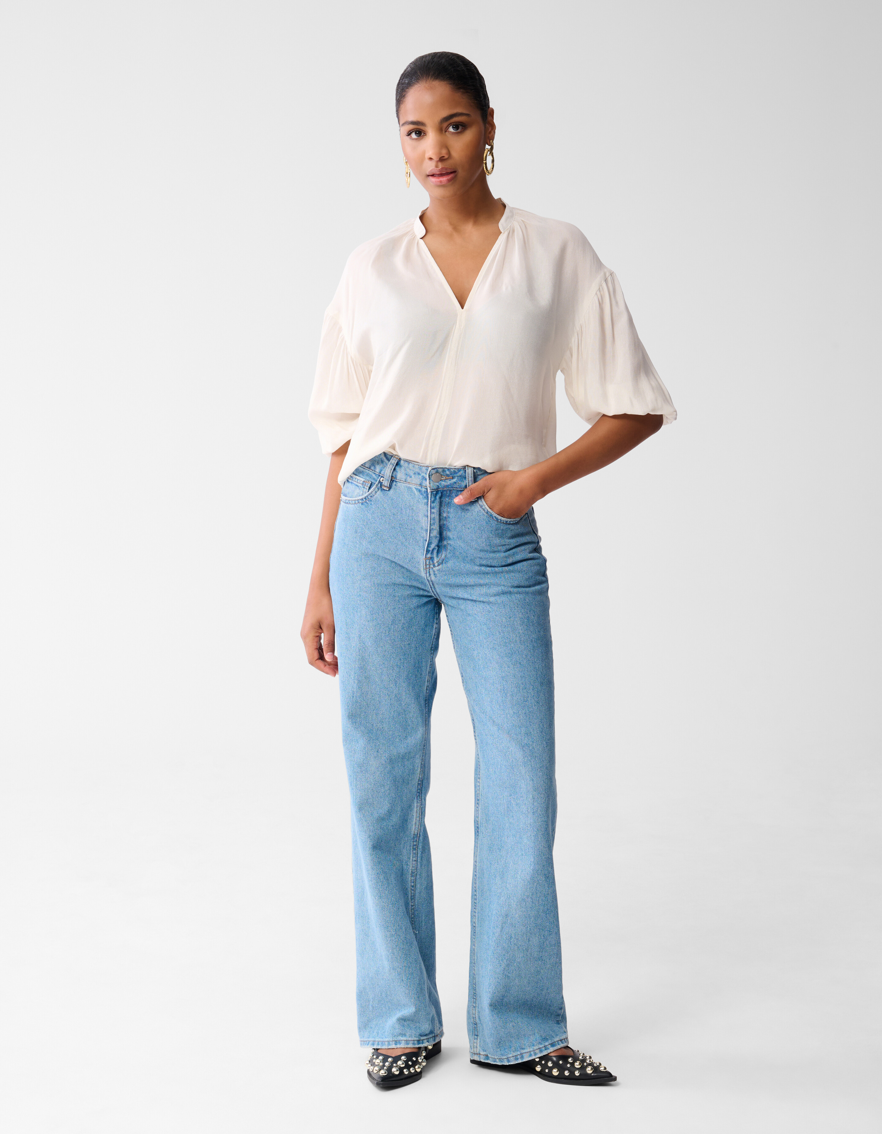 Glänzende Bluse Off White SHOEBY WOMEN