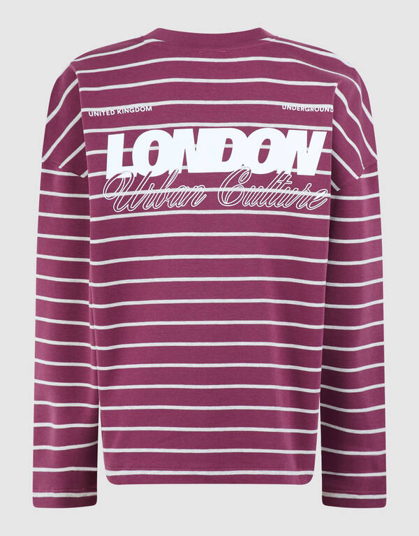 London gestreiftes Langarmshirt Dunkelrot SHOEBY BOYS