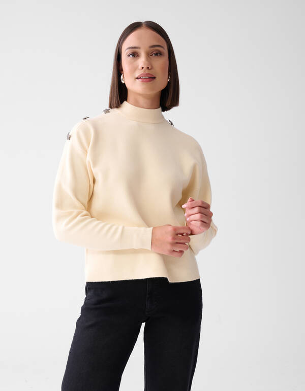 Knopf-Pullover Off White SHOEBY WOMEN