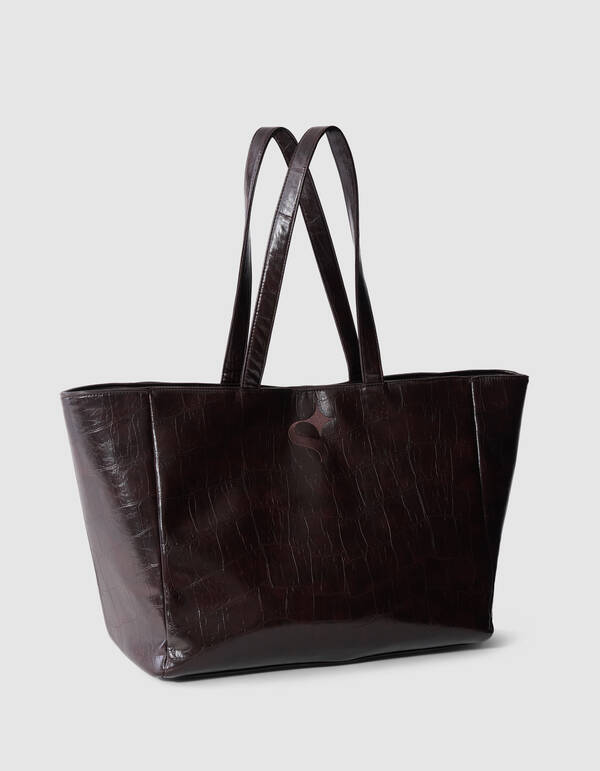 Croco Logo Shopper Dunkelbraun SHOEBY ACCESSOIRES