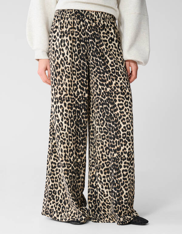 Leopard Weitbein-Hose Braun SHOEBY WOMEN