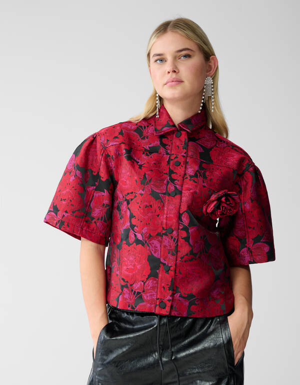 Rose Jacquard Bluse Dunkelrot SHOEBY WOMEN