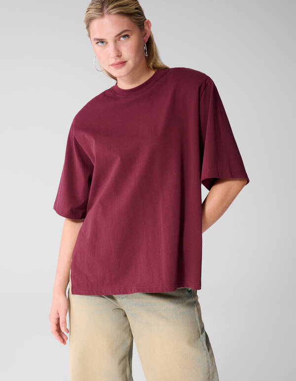Split-T-Shirt Dunkelrot SHOEBY WOMEN