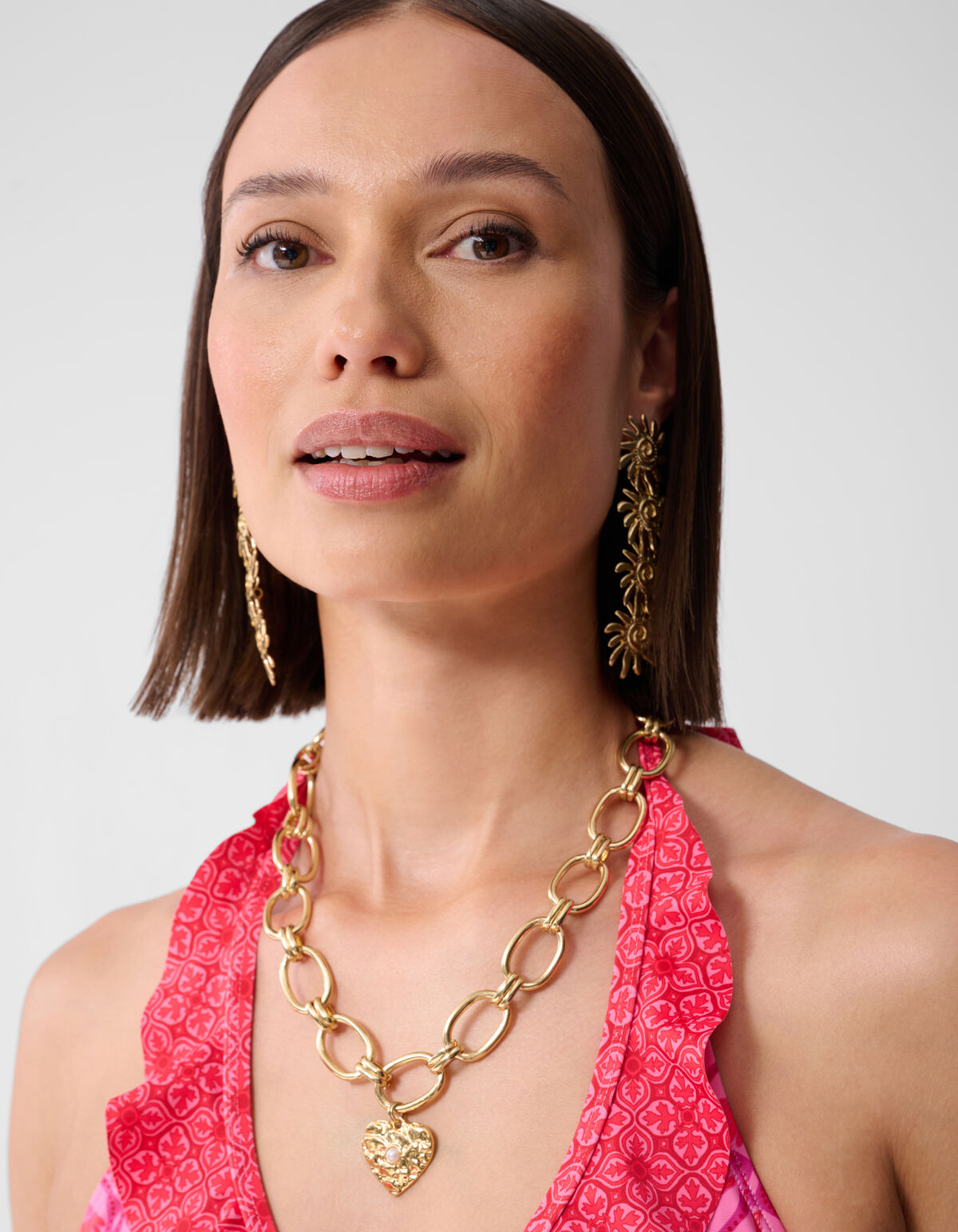 Bedrucktes R&uuml;schen-Bikini-Oberteil Rosa SHOEBY ACCESSOIRES