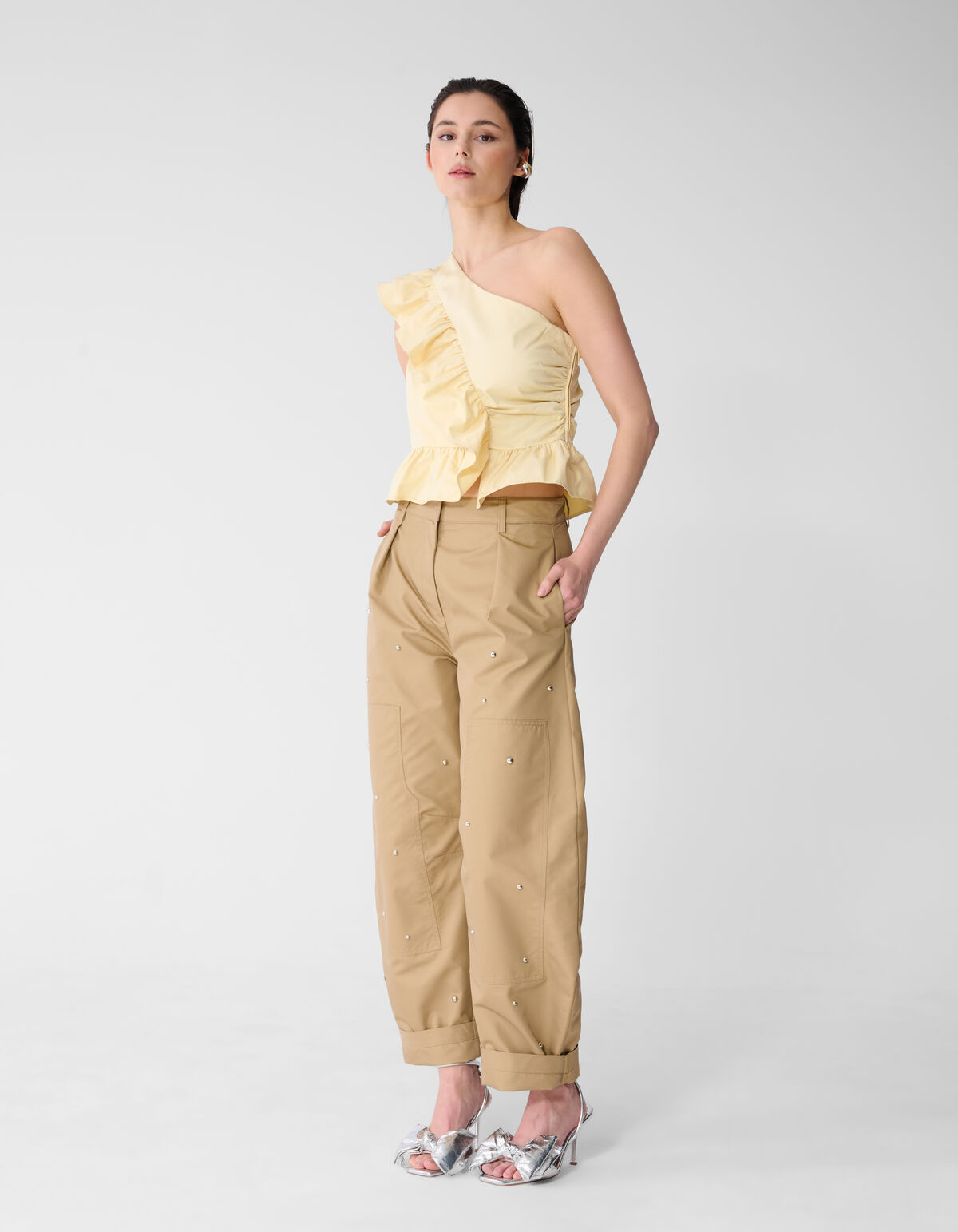 One Schulter R&uuml;schen Oberteil Hellgelb SHOEBY WOMEN