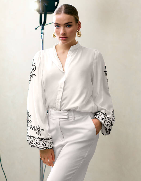 Cord-Stickerei Bluse Gebroken Wit By Fred SHOEBY WOMEN