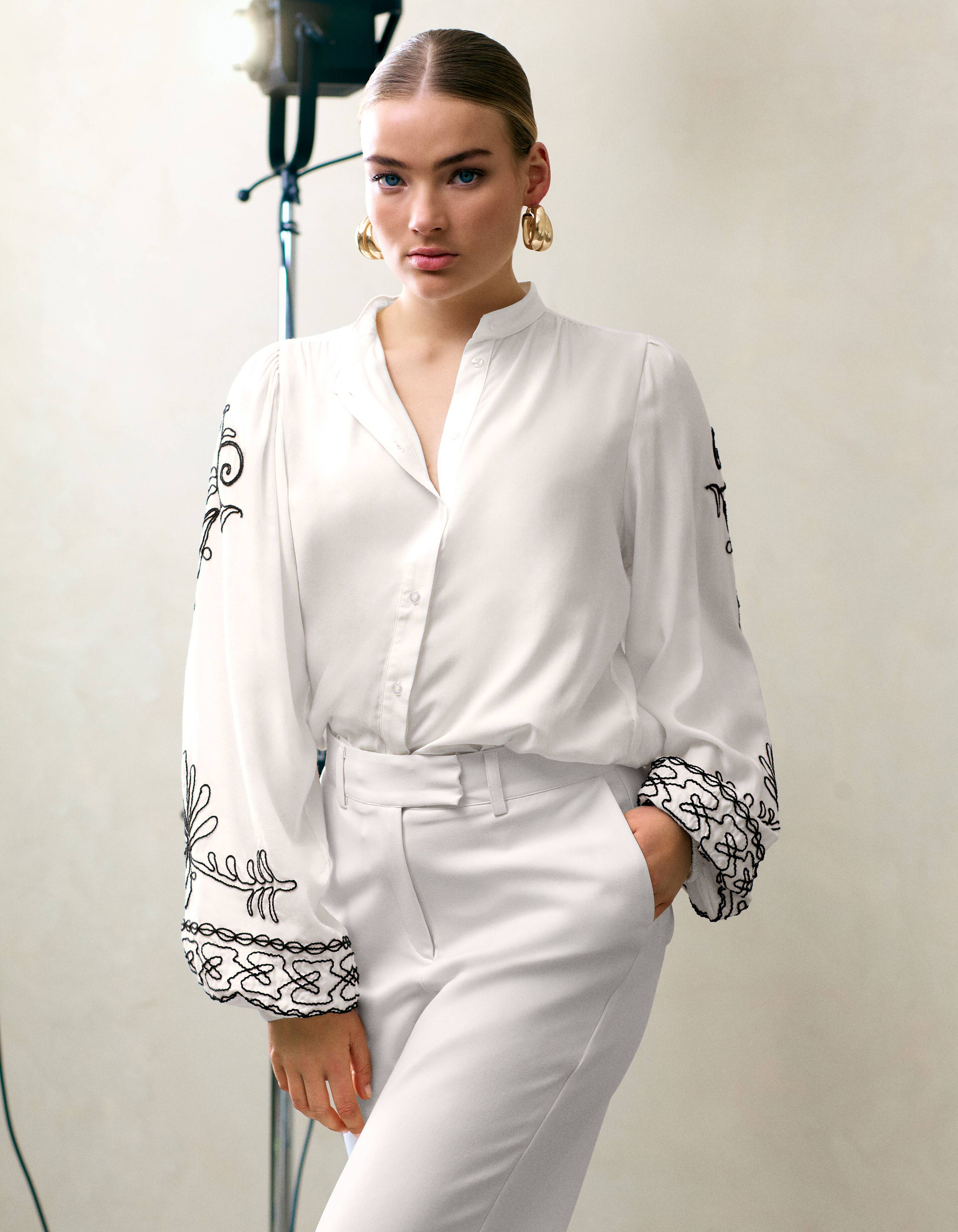Cord-Stickerei Bluse Gebroken Wit By Fred SHOEBY WOMEN