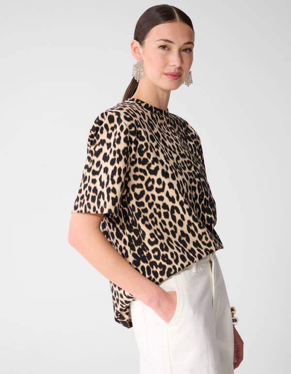 Leopard Gepolstertes T-Shirt Braun SHOEBY WOMEN