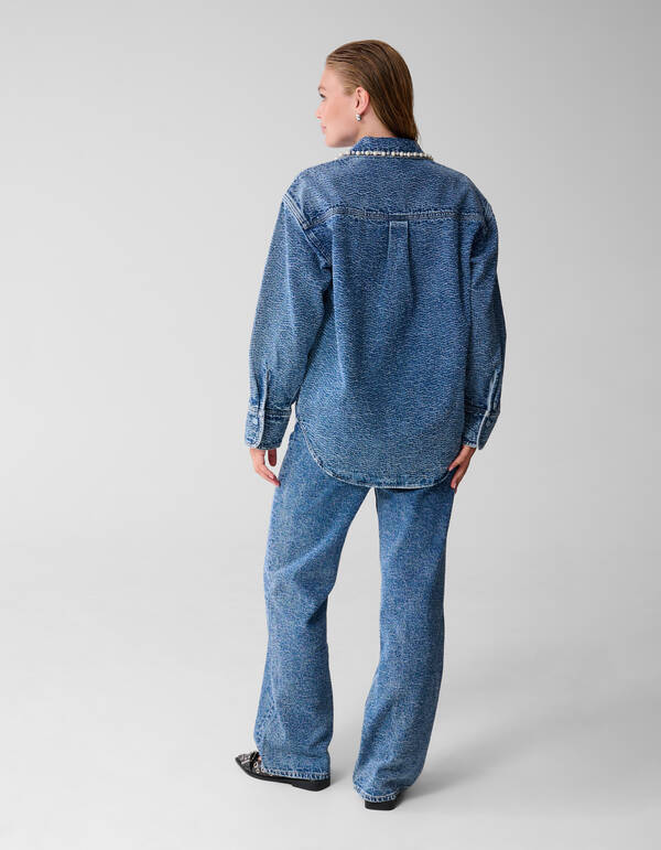 Strukturierte Jeansbluse Blau SHOEBY WOMEN