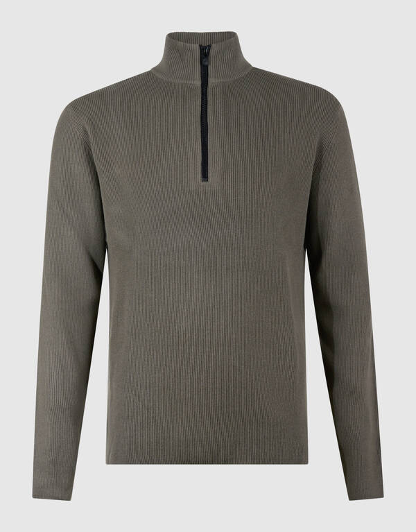 Strickpullover mit halbem Rei&szlig;verschluss in Gr&uuml;n SHOEBY MEN