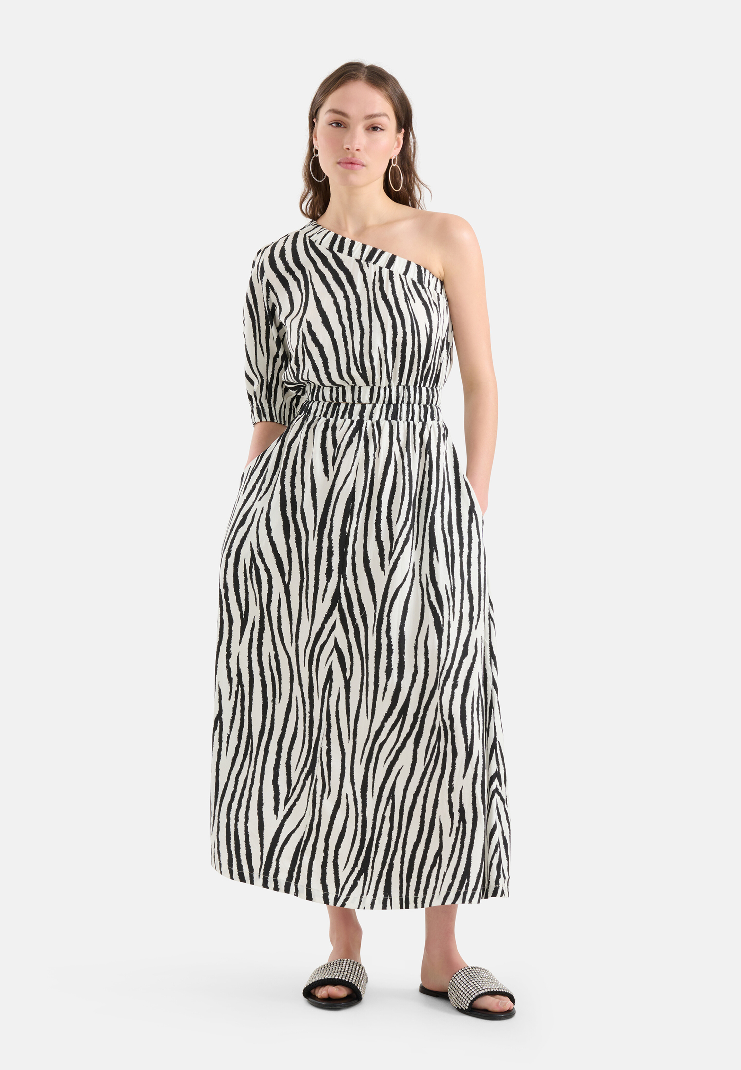 Zebra bedrucktes Kleid Schwarz/Weiß SHOEBY WOMEN