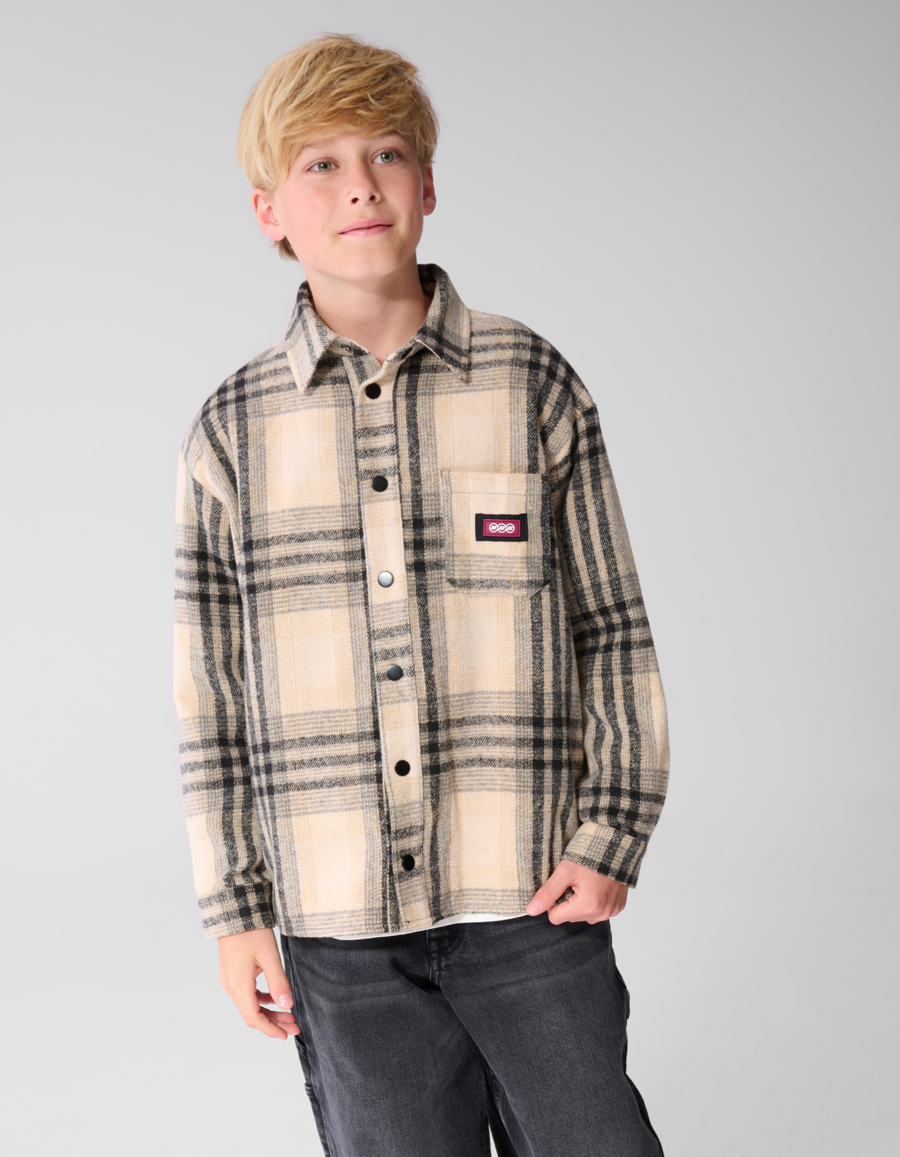 Destroyed Check Overshirt Off-White/Black SHOEBY BOYS