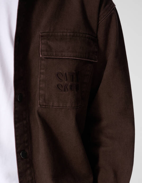 Oversized-Denim-Overshirt Dunkelbraun SHOEBY BOYS