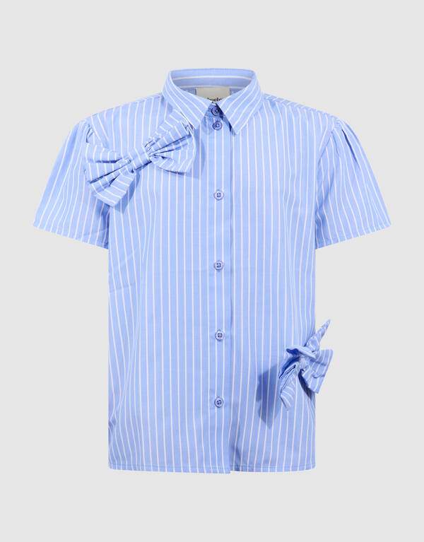 Strik Pinstripe Bluse Hellblau SHOEBY GIRLS