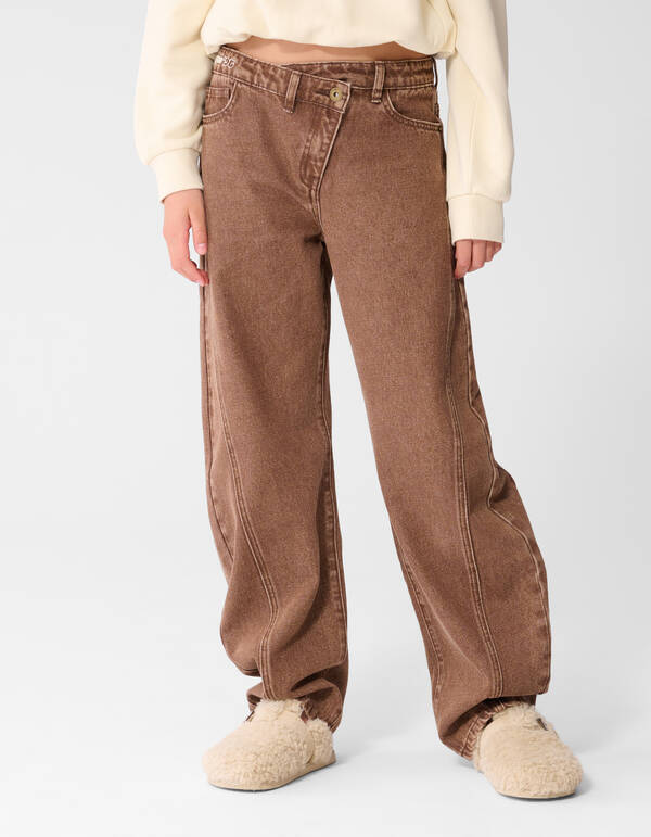 Asymmetrische Barrel-Fit-Jeans, Braun SHOEBY GIRLS